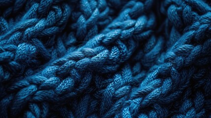 Poster - A close-up shot of a soft blue knitted blanket, ideal for use in textiles or lifestyle photography