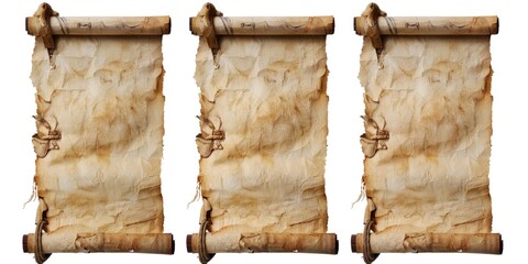 Poster - Three vintage-style paper scrolls on a white background