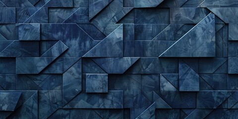 Poster - A blue wall with a unique triangular pattern