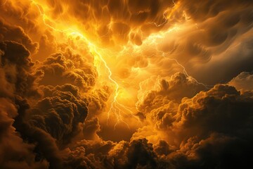 Poster - A powerful lightning storm above the clouds, perfect for weather or nature scenes