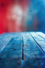 Poster - Close-up shot of a wooden table with a blurred background, ideal for use in product or interior design photography