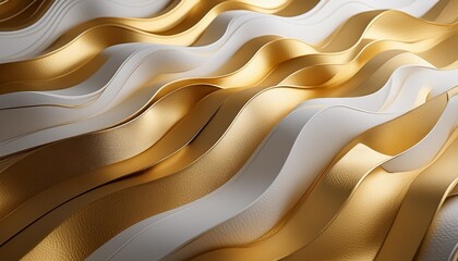 Wall Mural - abstract gold and white background with wavy pattern