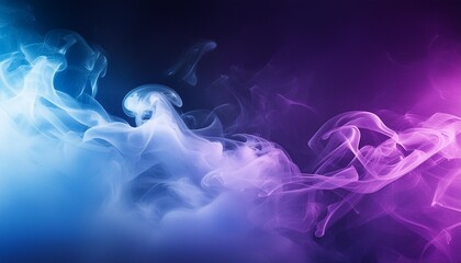 Wall Mural - mist texture color smoke paint water mix mysterious storm sky blue purple glowing fog cloud wave abstract art background with free space