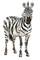 Aufkleber - A zebra stands alone on a white background, perfect for use in animal or wildlife-themed designs