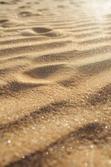 Poster - A detailed view of sandy surface on a beach, suitable for use in travel or nature-themed projects