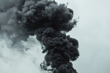 Poster - A large plume of black smoke rising into the sky, often used for scenes depicting industrial or environmental disasters