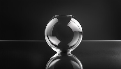 Wall Mural - empty glass sphere on the black background