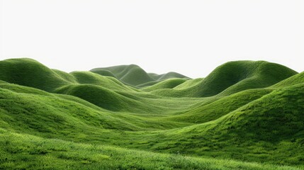 Canvas Print - A serene natural landscape featuring lush green grass and rolling hills in the distance