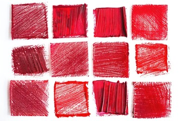 Poster - A collection of red paint swatches on a white surface, perfect for art projects or design inspiration