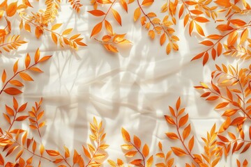 Canvas Print - A single white sheet with vibrant orange leaves scattered on top