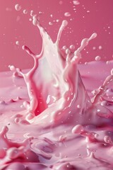 Poster - A splash of pink liquid on a pink background, ideal for uses in beauty or lifestyle contexts