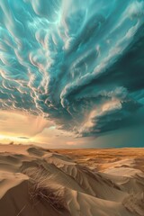 Aufkleber - A large cloud drifts across the sky above a vast desert landscape