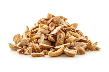 Poster - A close-up shot of various types of nuts arranged on a white background