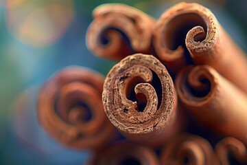 Poster - A close-up shot of a bunch of cinnamon sticks