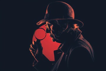 Wall Mural - Close-up of a person holding a magnifying glass, possibly searching for something