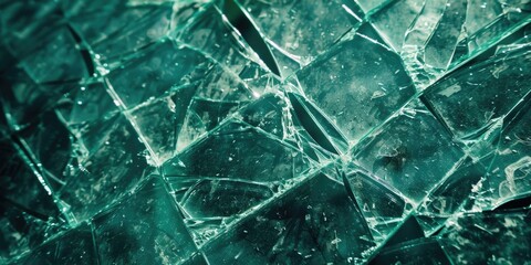 Aufkleber - A detailed shot of a shattered glass surface with jagged edges and fragments
