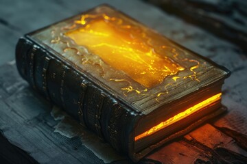 Poster - An old book with a mysterious glowing light emanating from within