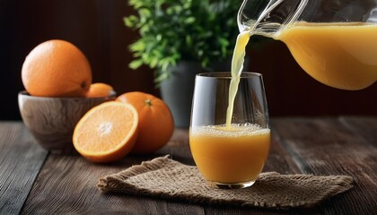 Sticker - orange juice being poured in to a glass