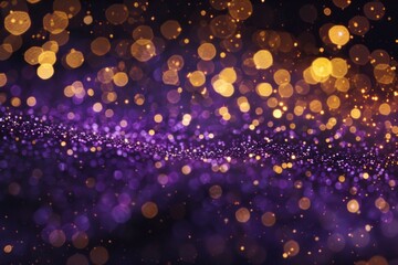 Poster - A vibrant purple and gold background filled with twinkling lights, ideal for use in events, parties or celebrations