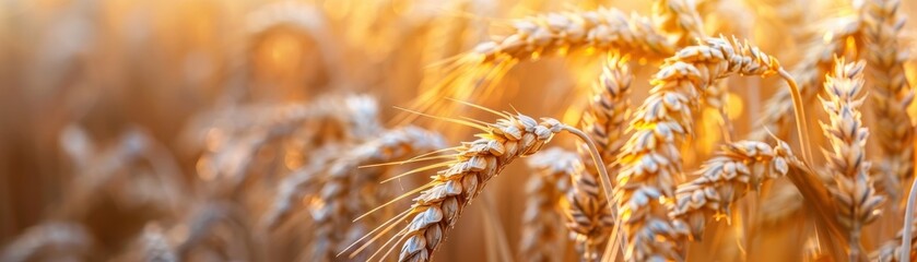 Wall Mural - a field of golden wheat with the sun shining on it.