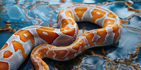 Poster - A close-up view of a snake on a flat surface
