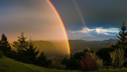 Wall Mural - rainbow in the sunset sky