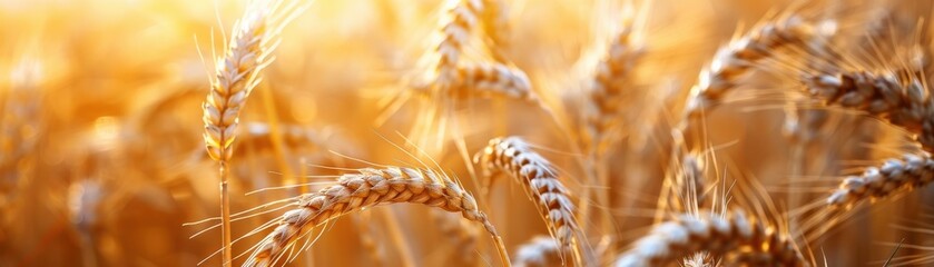Wall Mural - a field of golden wheat with the sun shining on it.