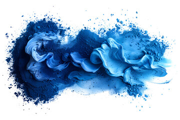 Wall Mural - Splashed aquamarine and cobalt watercolor paint on transparent background.