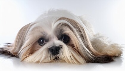 Wall Mural - lhasa apso on a white background