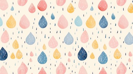 Wall Mural - Watercolor Raindrops Seamless Pattern