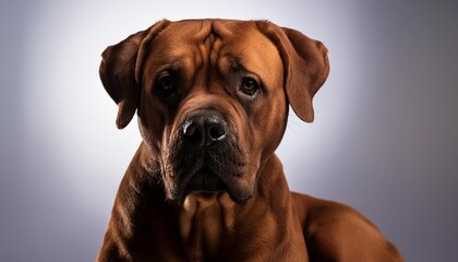 Poster - portrait of brown cane corso dog studio shot on isolated white background