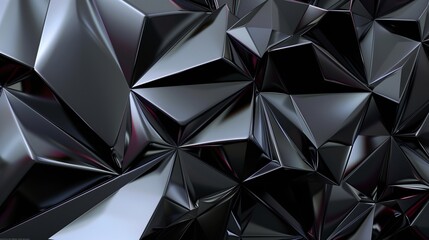 Poster - A sleek, geometric 3D background with angular shapes and glossy finishes, ideal for modern digital spaces.
