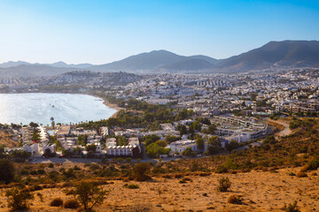 Sticker - Beauty bay aerial panoramic view in Bodrum city in Turkey