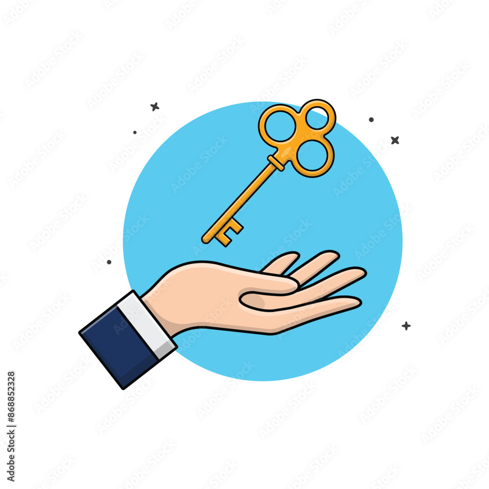 Hand with Golden Key Vector Illustration. Key to Success Concept Design ...