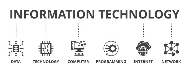 Information technology concept icon illustration contain data, technology, computer, programming, internet and network.