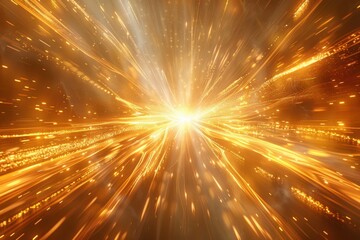 Wall Mural - a bright orange explosion with a white light in the center