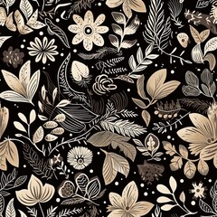 Wall Mural - abstract, seamless floral pattern