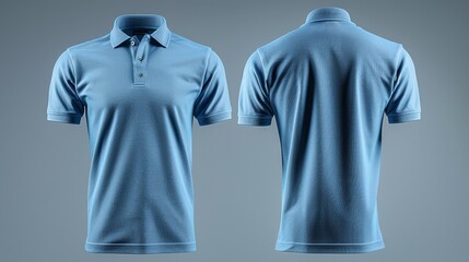 Wall Mural - Light Blue Polo Shirt Front and Back View - Generative AI