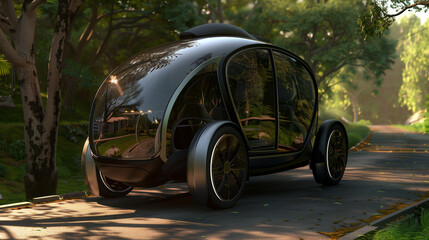Poster - modern self driven electric car