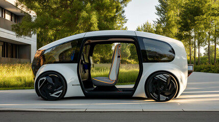 Poster - modern self driven electric car