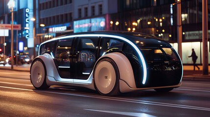 Poster - modern self driven electric car