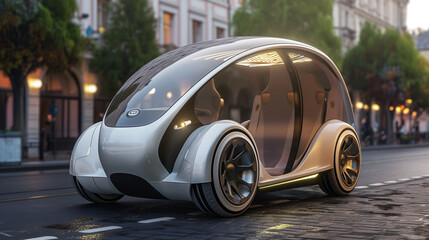 Poster - modern self driven electric car