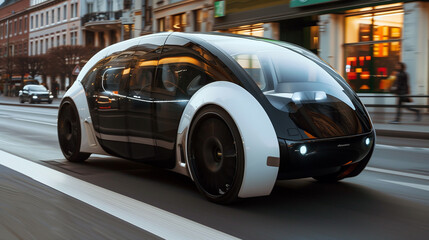 Poster - modern self driven electric car