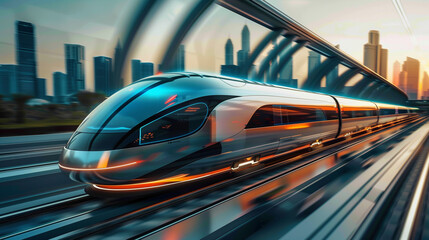 Poster - high speed bullet train based on hyper loop system 