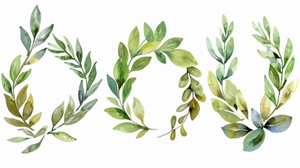 Naklejka na meble Watercolor laurel wreaths isolated on white background