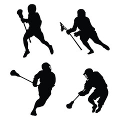 Lacrosse Player Vector Silhouette Set