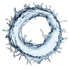 Wall Mural - Isolated Splashing Water Swirl on Detailed Liquid Texture Freeze. Frame Capturing Motion.. Isolated on a Transparent Background. Cutout PNG.