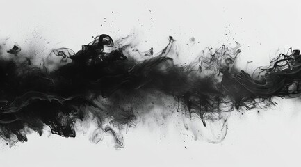 Black Ink Swirling in Water on White Background