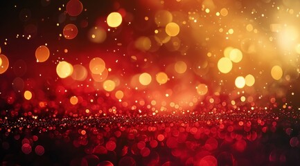 Wall Mural - Red And Gold Bokeh Lights Background