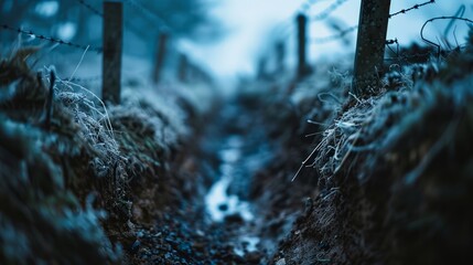 Wall Mural - Trenches with blurred background